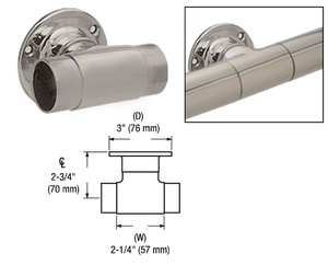 CRL Brushed Stainless Flush Wall Mount Tee for 1-1/2" Tubing