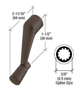 CRL Bronze Casement Operator Handle with 3/8" Spline Size and 2-11/16" Length