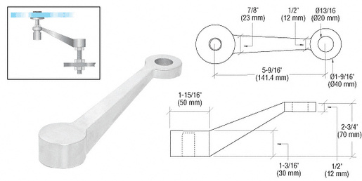 CRL Polished Stainless Single Long Arm Heavy Duty Post or Column Mount Spider Fitting