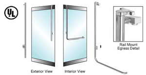 CRL-Blumcraft® Polished Stainless Left Hand Reverse Rail Mount Keyed Access "JS" Exterior Top Securing Electronic Egress Control Handle for 3/4" Glass