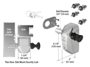 CRL 316 Polished Stainless Steel PullBolt™ Security Side Mount Lock