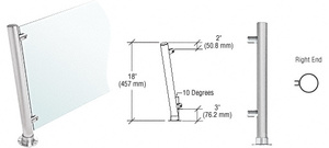 CRL Brushed Stainless 18" High 1-1/2" Round PP46 Contemporary Series Slant Front Counter/Partition Right End Post