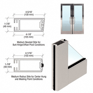 CRL 4" Brushed Stainless Medium Stile Clad Full Framed Door