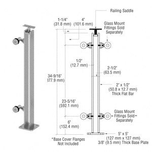 CRL Brushed Stainless P8 Series 36" End Post Fixed Fitting Railing Kit