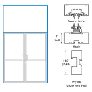 CRL-U.S. Aluminum Dark Bronze/Black Anodized Class 1 76" x 126" 451 Series Transom Double Door Frame for Offset Pivot Using Surface Mount Closer