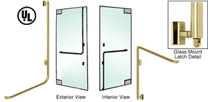 CRL-Blumcraft® Polished Brass Left Hand Reverse Glass Mount Keyed Access "D" Exterior Bottom Securing Panic Handle
