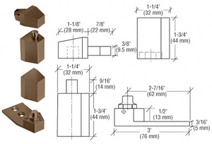 CRL Dark Bronze Offset Reversible Pivot Set with 1/8" Recess