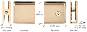CRL Satin Brass Beveled Hole-in-Glass Style Wall Mount Heavy-Duty Glass Clamp