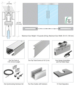 CRL70 Series Synchronized Ceiling Mount Bi-Parting Pocket Slider Kit