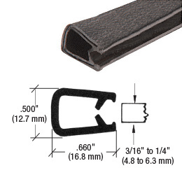 CRL Black 250' QuickEdge™ Trim for 3/16" to 1/4"