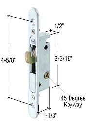 CRL 1/2" Wide Round End Face Plate Mortise Lock with 45 Degree Keyway