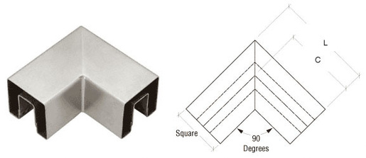 CRL Brushed Stainless 90 Degree Horizontal Corner for 1-1/2" Square Glass Cap Railing