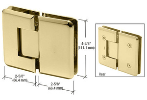 CRL Unlacquered Brass 180 Degree Glass-to-Glass Plymouth Series Hinge