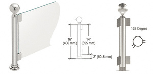 CRL Polished Stainless 16" Round PP05 Elegant Series Counter/Partition 135 Degree Post with Air Space