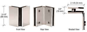 CRL Polished Nickel Geneva Series Glass-to-Glass Bracket