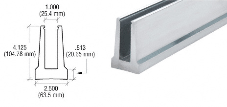 CRL B5T Series Mill Aluminum 120' Tapered Base Shoe Undrilled for 1/2" Glass