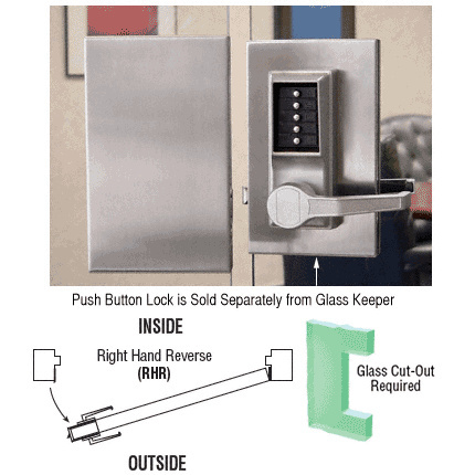 CRL Brushed Stainless 6" x 10" RHR Center Push Button Lock With Housing