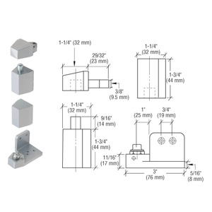 CRL Jackson® Aluminum Right Hand 3/4" Offset Pivot Hinge Set - Flush with Frame Face