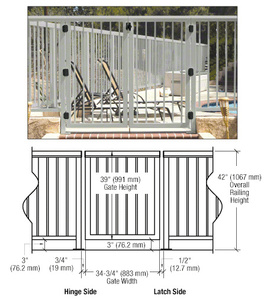 CRL Agate Gray 36" 350 Series Aluminum Railing System Gate With Picket for 1/4" to 3/8" Glass