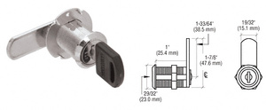 CRL Nickel Plated Cam Lock for Wood Door - Randomly Keyed