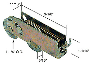 CRL 1-1/4" Tandem Steel Sliding Glass Door Rollers with 11/16" Wide Housing for Pacific Doors Bulk - 10/Pk