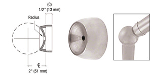 CRL Brushed Stainless 3-5/16" Ball Type Angle Collar for 2" Tubing