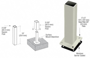 CRL Oyster White ARS Surface Mount Stanchion