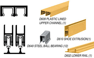 CRL Gold Anodized Track Assembly D609 Upper and D602 Lower Track with Steel Ball-Bearing Wheels