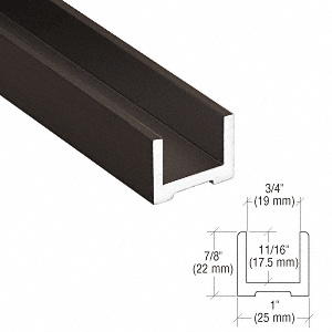 CRL-Blumcraft® Black Bronze Anodized Wet Glaze U-Channel for 1/2" (12 mm) Glass 240"