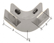 CRL Chrome 1-1/2" Long 2-Way 90 Degree Deluxe Glass Furniture Connector for 3/4" Glass