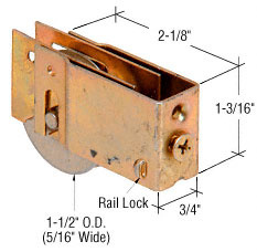 CRL 1-1/2" Steel Sliding Glass Door Roller with 3/4" Wide x 1-3/16" High Housing
