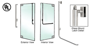 CRL-Blumcraft® Brushed Stainless Left Hand Reverse Glass Mount Retainer Plate "J" Exterior, Top Securing Panic Handle