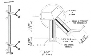 CRL Polished Stainless 36" P6 Series Spider 135 Degree Angle Post Railing Kit