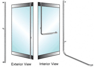 CRL-Blumcraft® Brushed Stainless Left Hand Reverse Rail Mount 'F' Exterior Dummy Handle for 3/4" Glass