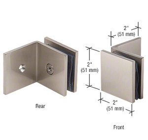 CRL Brushed Nickel Fixed Panel Square Clamp With Large Leg | CRL