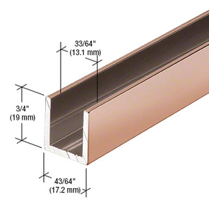 CRL Polished Copper 1/2" Fixed Panel Shower Door Deep U-Channel - 95"