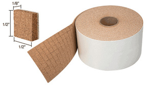 CRL 1/2" x 1/2" x 1/8" Cork Non-Adhesive Shipping Pads - Bulk