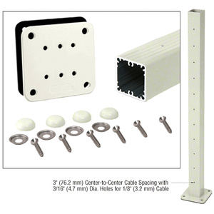 CRL Oyster White 36" Surface Mount Cable Center Post Kit for 200, 300, 350, and 400 Series Rails