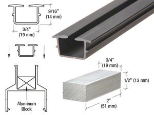 CRL Black Bottom Vinyl for 3/8" Monolithic and 7/16" Thick Laminated Glass - 12'