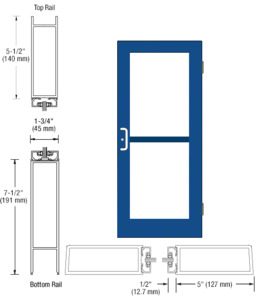 CRL-U.S. Aluminum Custom KYNAR® Paint Custom Single 36" x 84" Series 550 Wide Stile Butt Hinge Entrance Door