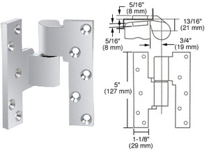 Rixson® Polished Chrome Left Hand 3/4" Offset Intermediate Pivot