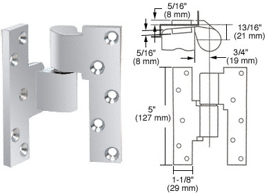 Rixson® Polished Chrome Left Hand 3/4" Offset Intermediate Pivot