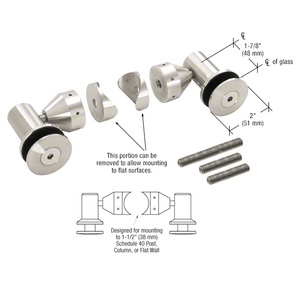 CRL Custom Polished Stainless Double Arm Fixed Fitting Set for 1/2" Glass
