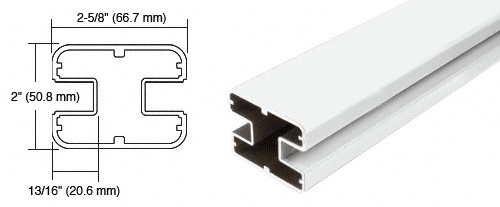 CRL Sky White 241" Long 2" x 2-5/8" Rectangular 180 Degree Post