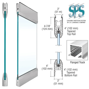 CRL Brushed Stainless Type 2 Flanged SPS with 4" Tapered Rails Top and Bottom