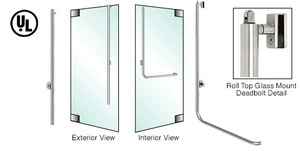 CRL-Blumcraft® Brushed Stainless Left Hand Reverse Glass Mount Cylinder/Thumbturn "D" Roll Top Deadbolt Handle