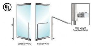 CRL-Blumcraft® Brushed Stainless Left Hand Reverse Rail Mount Keyed Access 'KS' Exterior Bottom Securing Deadbolt Handle