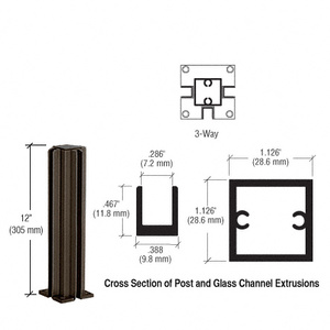 CRL Duranodic Bronze 12" 3-Way Design Series Partition Post