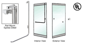 CRL-Blumcraft® Brushed Stainless Right Hand Reverse Rail Mount No Cylinder "Z" Exterior Top Securing Electronic Egress Control Handle