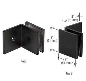 CRL Matte Black Fixed Panel Square Clamp With Large Leg
